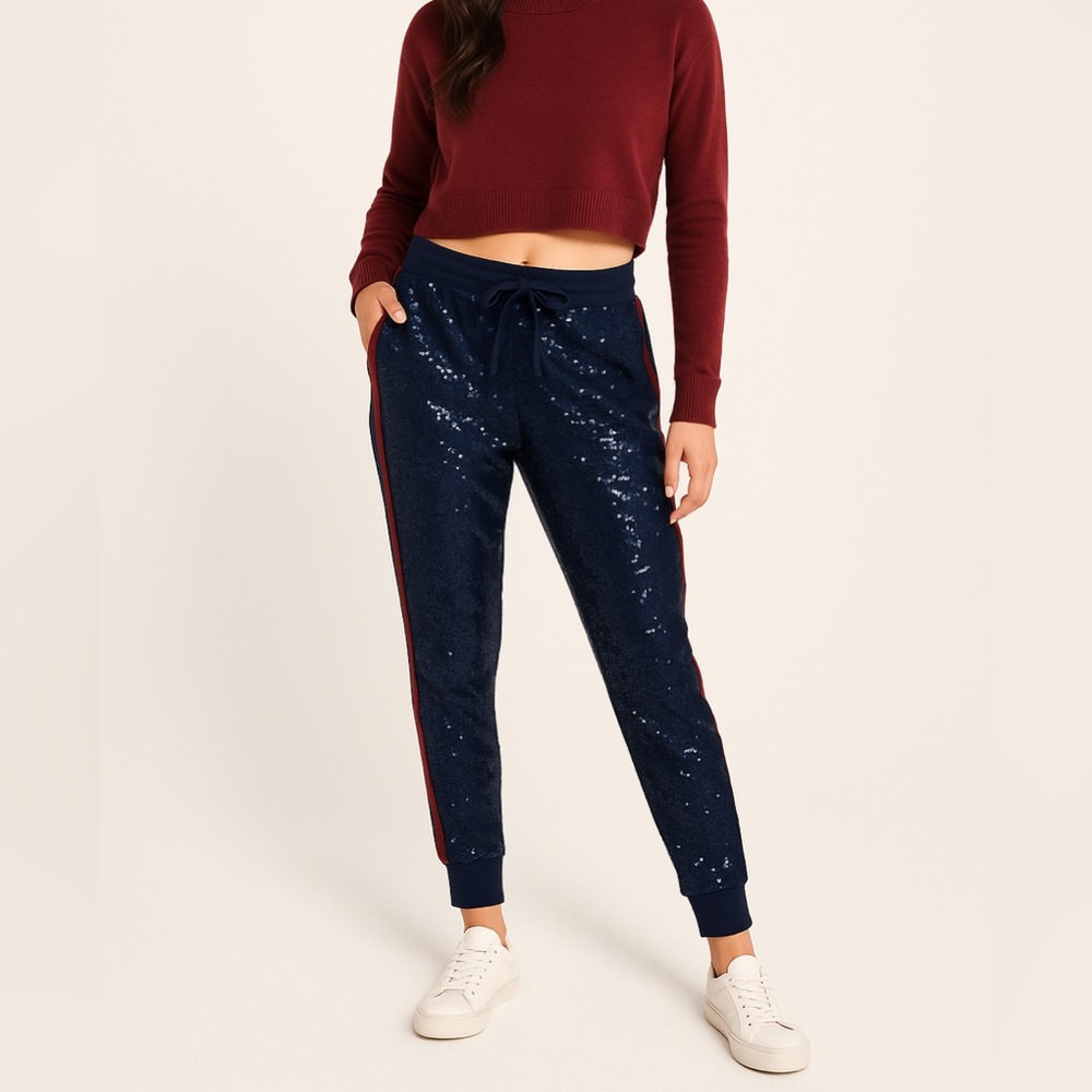 Abercrombie & Fitch Navy Blue Sequin Jogger Pants – Size M